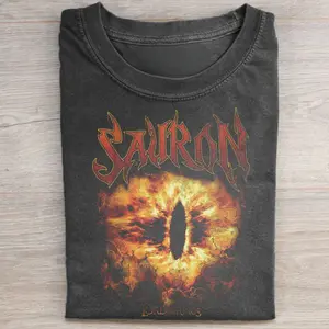 Vintage Sauron Eye Graphic Tee - The Lord of The Rings Movie Shirt - Dark Lord of Mordor - Middle Earth - LOTR - J.R.R. Tolkien - Fantasy Ring - Book Lover - Fantasy Novel