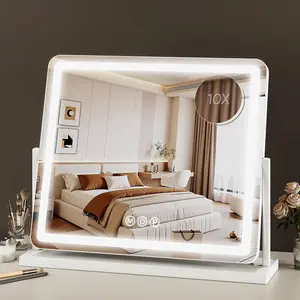 vanity mirror with lights tabletop, LED Makeup Mirror，Hollywood Mirror with 3 Color Modes & Adjustable Brightness，Women Gift