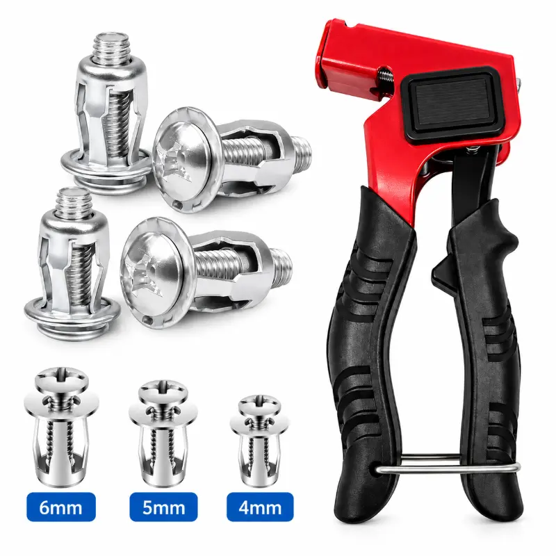 30Pcs/90Pcs Heavy-Duty Carbon Steel Button Rivet Locking Nuts Set - Durable, Rustproof, Bolt-Compatible Industrial & Furniture Hardware for Panel Fixing, Sheet Metal Repair (M4, M5, M6 Sizes)
