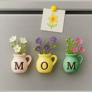 Mini Vase Magnets for Fridge – Unique Mother’s Day Gift for Mom from Daughter & Son, Cute Magnetic Flower Vase Decor, Birthday Gift for Mom, Kitchen Fridge Decoration