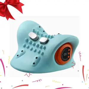 Portable massage pillow, massage intensity heating stretcher 4D massager or neck and shoulder discomfort massager, suitable for holiday gift giving (blue)