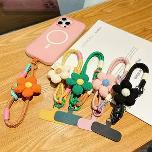 Dopamine phone lanyard, wrist cord, colorful card keychain anti-loss, cute flower phone cord, the best choice for travel, Phone Wrist Strap, Phone Charm, Phone Accessories, Charm Accessory