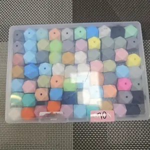 16 mm Silicone Hexagon Beads Assorted Colors in Clear Storage Box Variety Pack