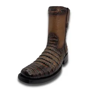 La Sierra Brown Leather Dubai Toe Cowboy Boots and Brown Sole for Men Classic Style Footwear