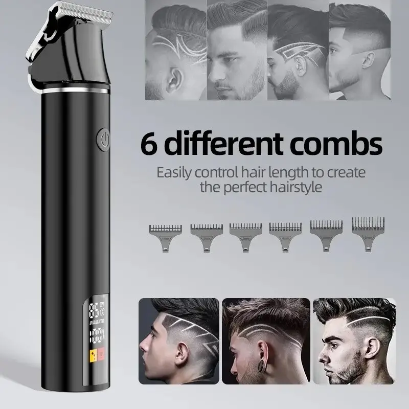 1 cordless electric men's hair clipper and trimmer, Cordless hair cutting, wireless hair trimmer with smart display, cordless trimmer, USB charging, cordless beard and mustache trimmer, suitable for home haircuts and men's gifts