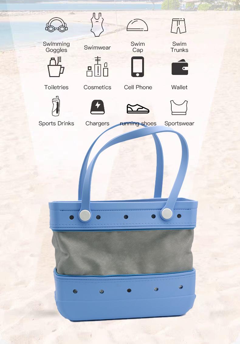 Foldable & Expandable Tote Bag with Handle, Durable EVA Material, Waterproof & Sturdy, Versatile for School, Work, Lunch or Beach, Elegant & Portable Design, DIY Charms Decor Handbag, Perfect Gift for Girls & Mother’s Day Summervibes