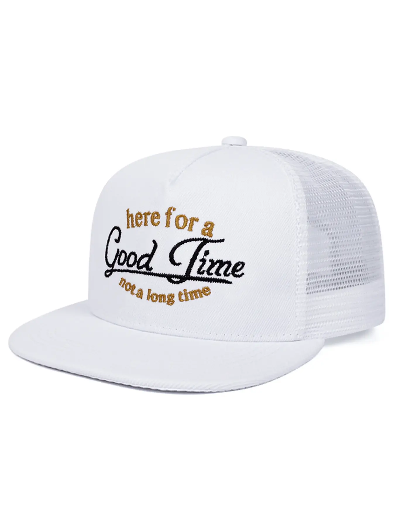 2026 New Simple Breathable Mesh Hat Letter Embroidered Baseball Hat, Embroidered Snapback Cap, Flatbill Snapback Cap, Outdoor Daily Sports Sunshade Hat Male Female Same Style Casual Flat Edge Hat
