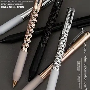 Stress Relief Gel Pen, Rhombus Geometric Ballpoint Pen, Retractable Multi-Functional Writing Tool, Smooth Writing Pens, Ideal for School and Office