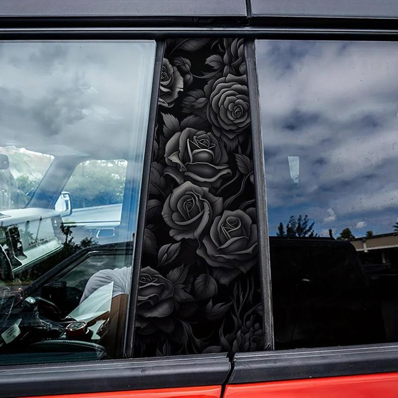 Rose Pattern Car Window Windshield Sticker, Self Adhesive Car Window Decal, Universal Car Exterior Decoration Accessories Sticker For Cars Window, Body, Mirror