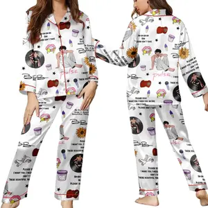 BS American Heart Music Satin Pajamas Set, Pop Singer Pajamas Set