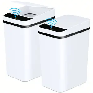 2 Pack 2.2 Gallon Bathroom Trash Cans With Lid Touchless Automatic Motion Sensor Small Slim Garbage Can, Smart Electric Narrow Waterproof Garbage Bin For Bedroom Office Kitchen,Kitchen,Bathroom,Home,Household Suppliers