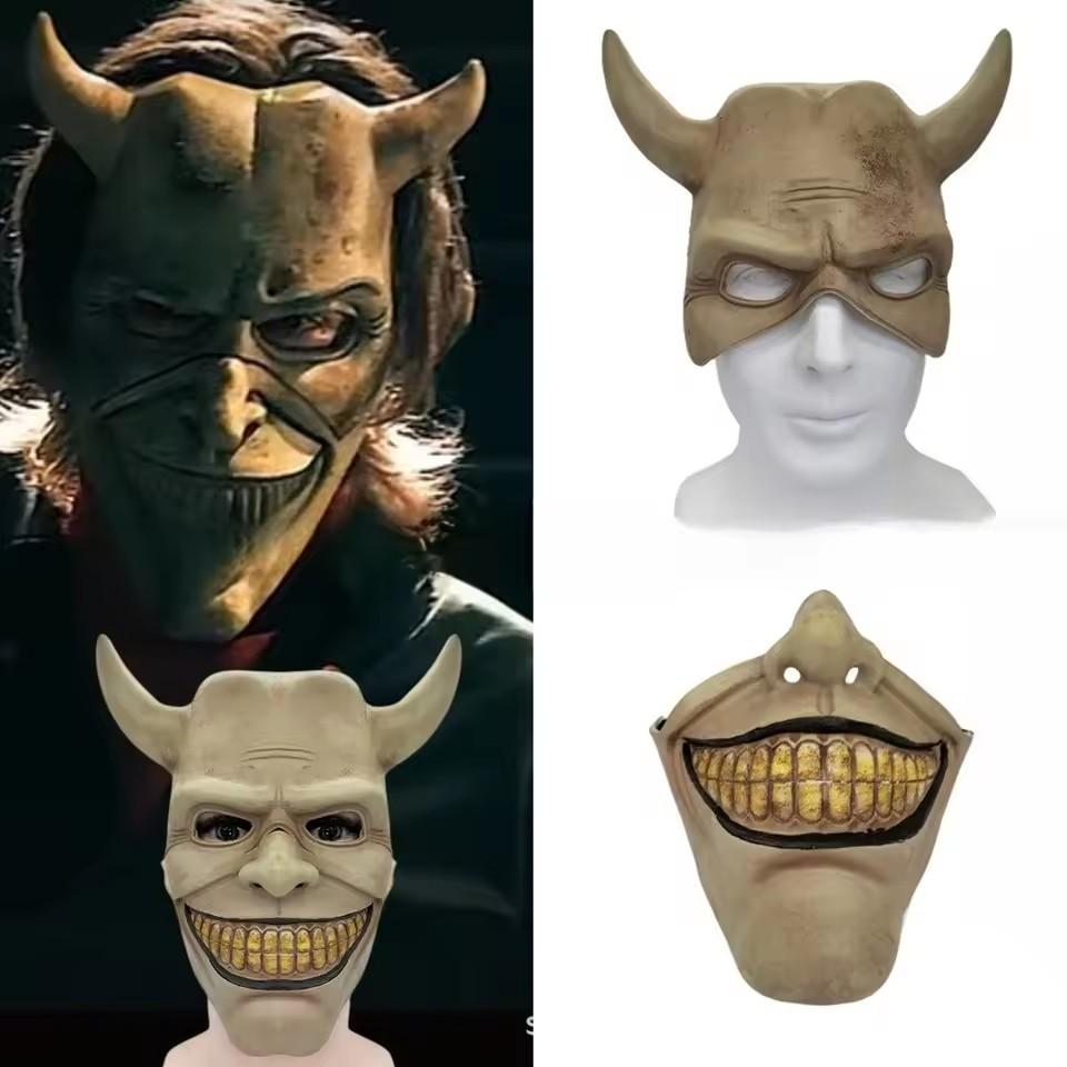 Horror The Black Phone Mask Cosplay Scary The Grabber Evil Killer Latex Helmet Halloween Carnival Party Costume Props men andwomen