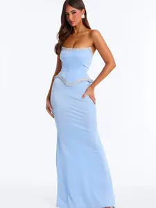 Jasmine Corset Metallic Gown - Blue