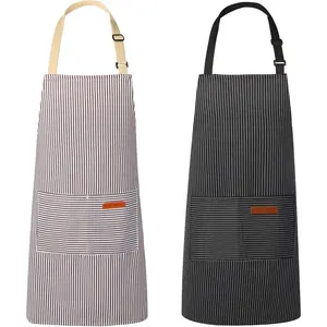 2 Pack Aprons for Women with Pockets, Kitchen Cooking Apron for Men, Adjustable Apron Suitable for Chefs, Waiters, Baking, and Nail Technicians