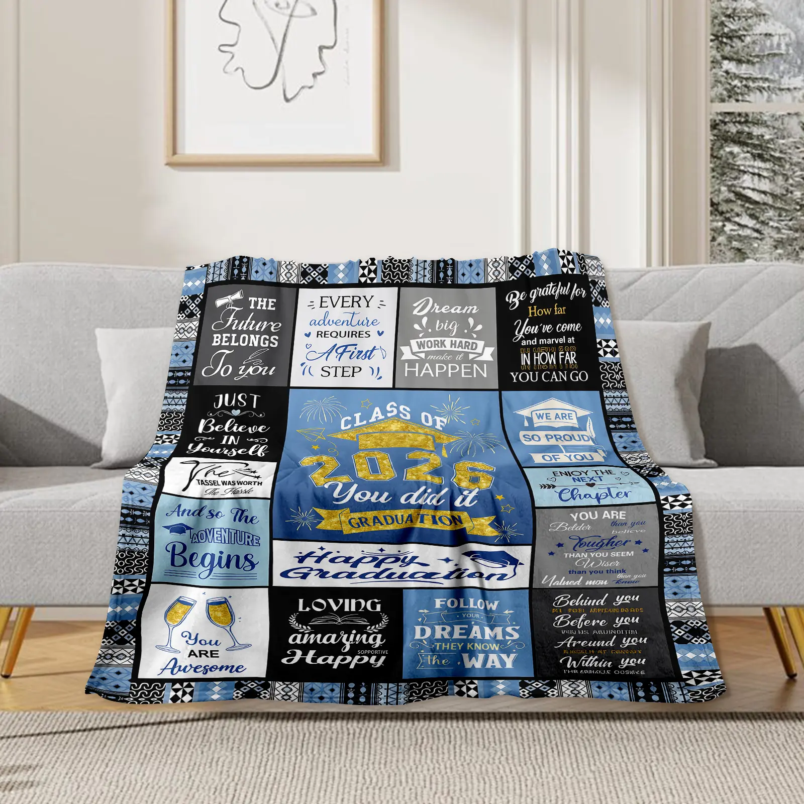 2026 Graduation Gifts for Her, Graduation Throw Blanket 60X50, Graduation Party Decorations Class of 2026, PHD High School College Graduation Gifts for Women