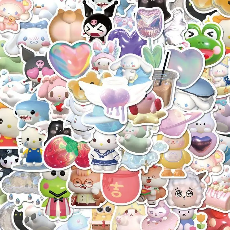 Cute Sanrio Hello Kitty Stickers 50pcs Perfect for Scrapbooking & Crafting