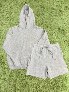 Men Gray Color Pullover Hoodie+Sweatshorts Gray Color Combo  Relaxed Oversized Fit Style Perfect for Casual Outings & Everyday Wear