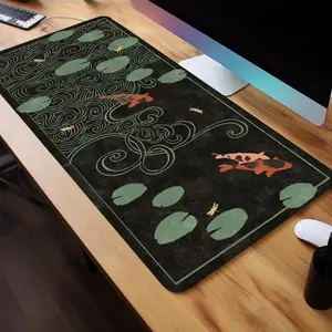 Koi Fish Pattern Mouse Pad(Pad Only), Rectangle Gaming Mouse Pad, Non-Slip Rubber Base Stitched Edge Desk Pad for Desk Laptop Desktop, Gaming Desk Accessory