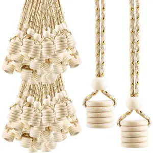 100 count Hanging  Air Freshener Bottle Caps Perfume Bottle Wooden Cap Essential Oil Diffuser Replacement Lids with Hanging String for Auto Ornaments Decor