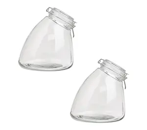 10 Strawberry Street Set of 2 Slope Glass Canisters, Large