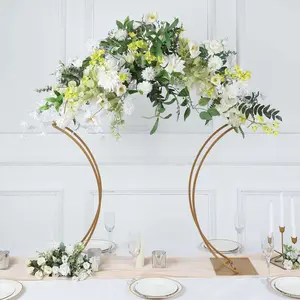 Metal Floral Arch Frame 38" Gold Curvy Design - Wedding Table Centerpiece or Aisle Prop