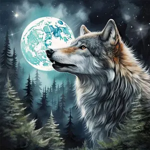 Wolf Pattern DIY Diamond Arts Colorful Painting Kit Crafts without Frame, DIY 5D Diamond Arts Colorful Painting Kit, Wall Art Decor for Home Living Room Bedroom