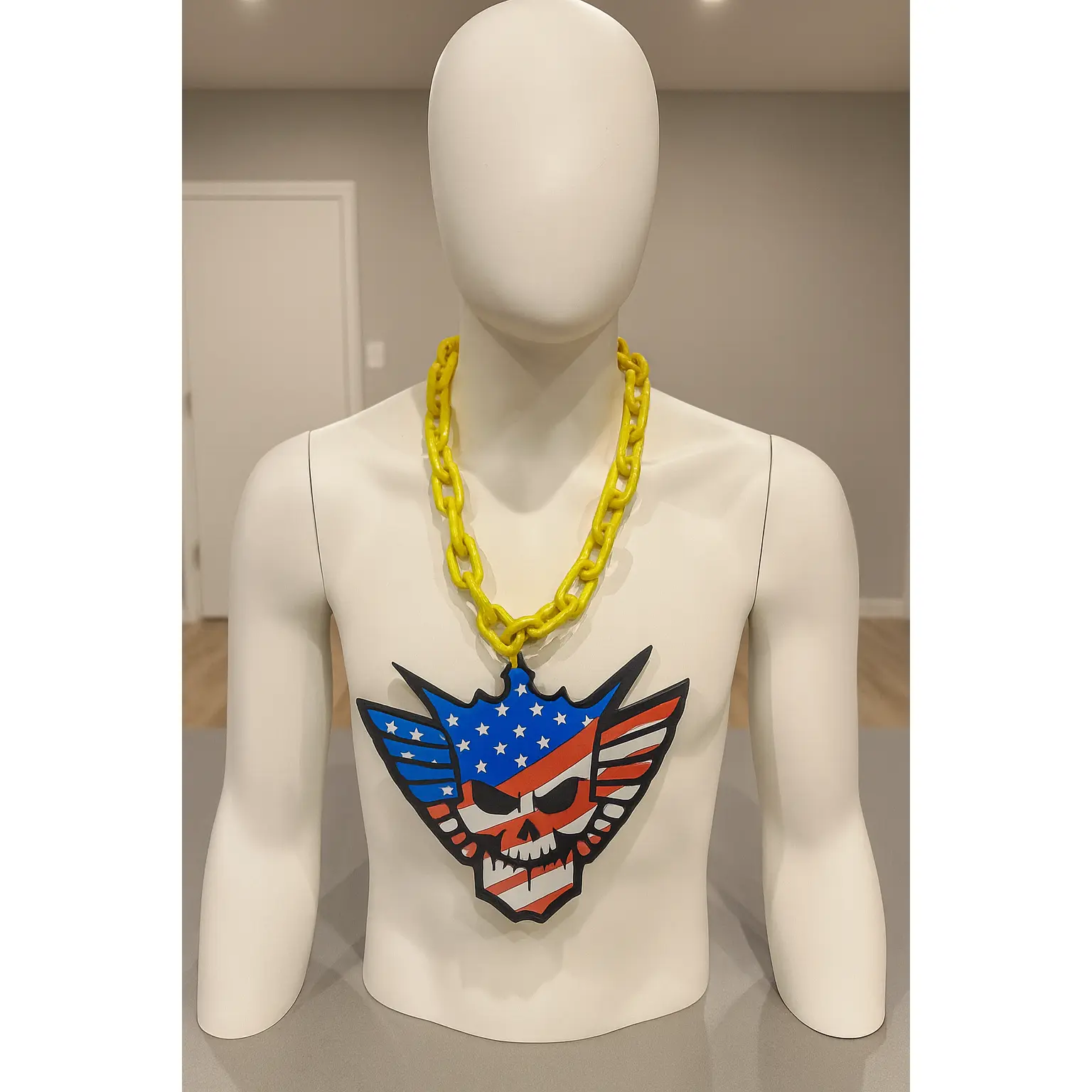 Cody Rhodes American Nightmare WWE Wrestling Pendant Necklace, 3D-Printed 9"-by-11.5" Pendant, Gold Color 32" Chain
