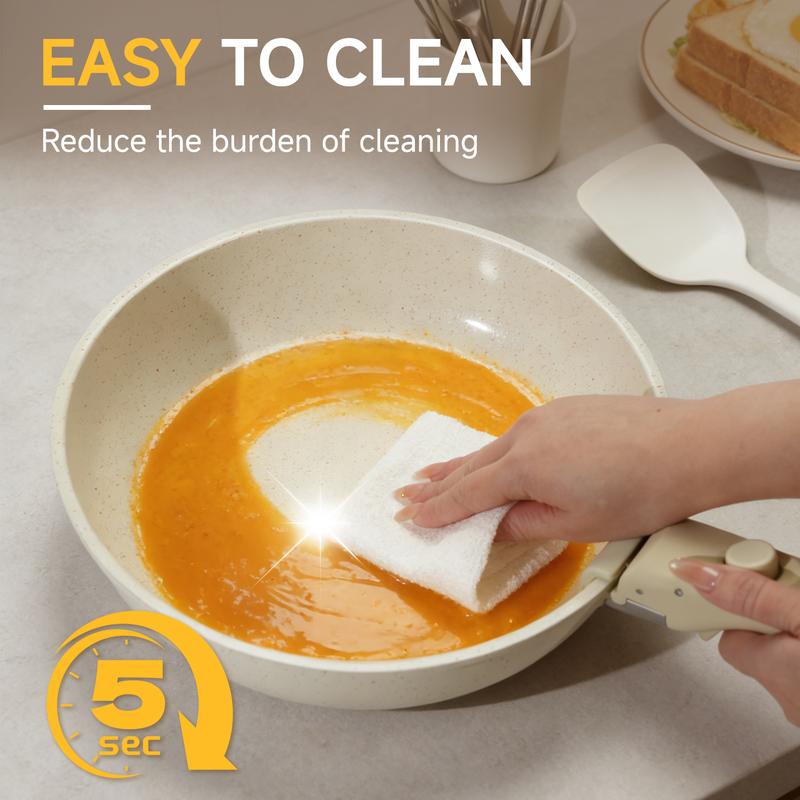 Taksat 20-Piece Nonstick Cookware Set - Detachable Handle, Induction & Oven Safe Pots and Pans, Dishwasher Safe Kitchenware