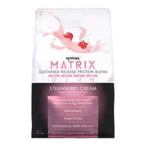 Syntrax Nutrition Matrix, Sustained-Release Protein Blend, Strawberry Cream 5 lbs  Undenatured Micellar Casein & Whey Blend for Easy Mixing