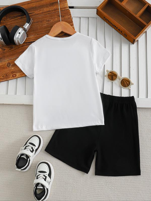 Summer Boys' T-Shirt Short Sleeve + Loose Shorts Set, Last of Us Design, High Elastic Waist, Casual, Perfect Gift