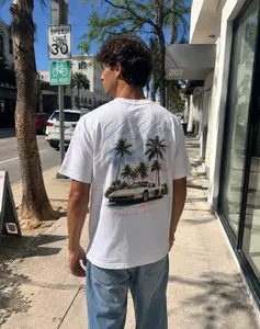 Via Mare Men's Coastal Cultura Graphic T-Shirt - Saluti Da Miami Themed Casual Top