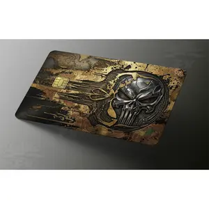 Tactical Vigilante Skull Edition | Custom Credit Card Skin - Distressed Gold & Patina Copper
