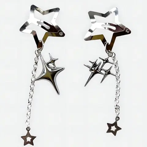 Star Design Hair Clips Metal, Fashionable Hair Accessories for Women & Girls, Cute Lovely Hairwear for Daily Used, Super Cute Clips