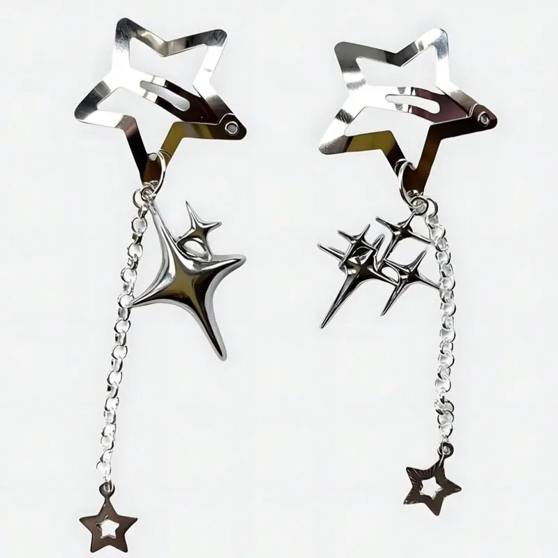 Star Design Hair Clips Metal, Fashionable Hair Accessories for Women & Girls, Cute Lovely Hairwear for Daily Used, Super Cute Clips