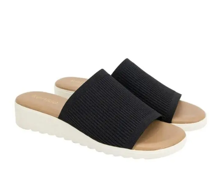 Kensie Women's Size 6, Knit Slip On Sandals, Black, New (NO BOX)
