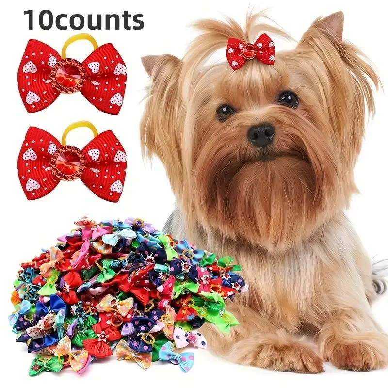 Random Color Cute Bowknot Decor Pet Hair Accessories, 1 Set Colorful Pet Hair Bows, Fashionable Pet Hair Accessories for Small Dogs & Cats