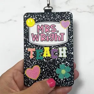 Personalized Teacher ID Badge Holder with Lanyard-Custom Teacher ID Badge- Personalized Teacher Gift