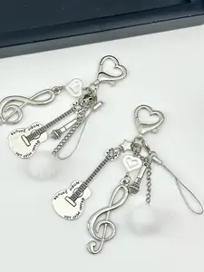 Elegant Music Note Keychain Bag Charm for Women, High-Quality Guitar Musical Ball Design, Perfect Gift for All Occasions