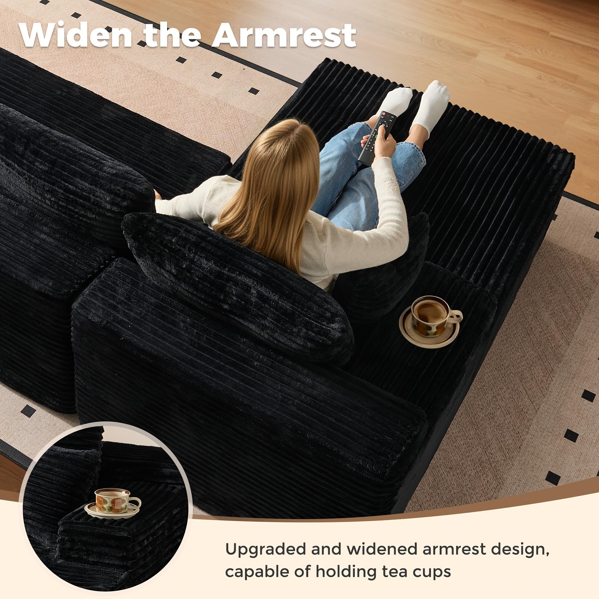 Plush Fabric Sectional Couch with Comfy Chaise | Cloud Boneless L Shape Sofa Set for Living Room, Deep Seat Minimalist Modular Couches, Floor Sofa Sleeper Furniture for Bedroom Apartment Lounge, No Assembly Required, Light, Polyester Upholstery