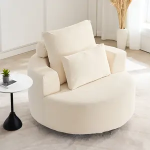 Furnimart 360° Swivel Barrel Chair, Oversized Round Decorative Chair, Chenille Bone-Free Chair with High-Density Foam Recliner, Modern Upholstered Reading Chair Suitable for Bedrooms, Living Rooms, and Offices