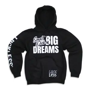 Small D*ck Big Dreams | Funny Black and Neon Yellow Adult Hoodie by Luckless Outfitters