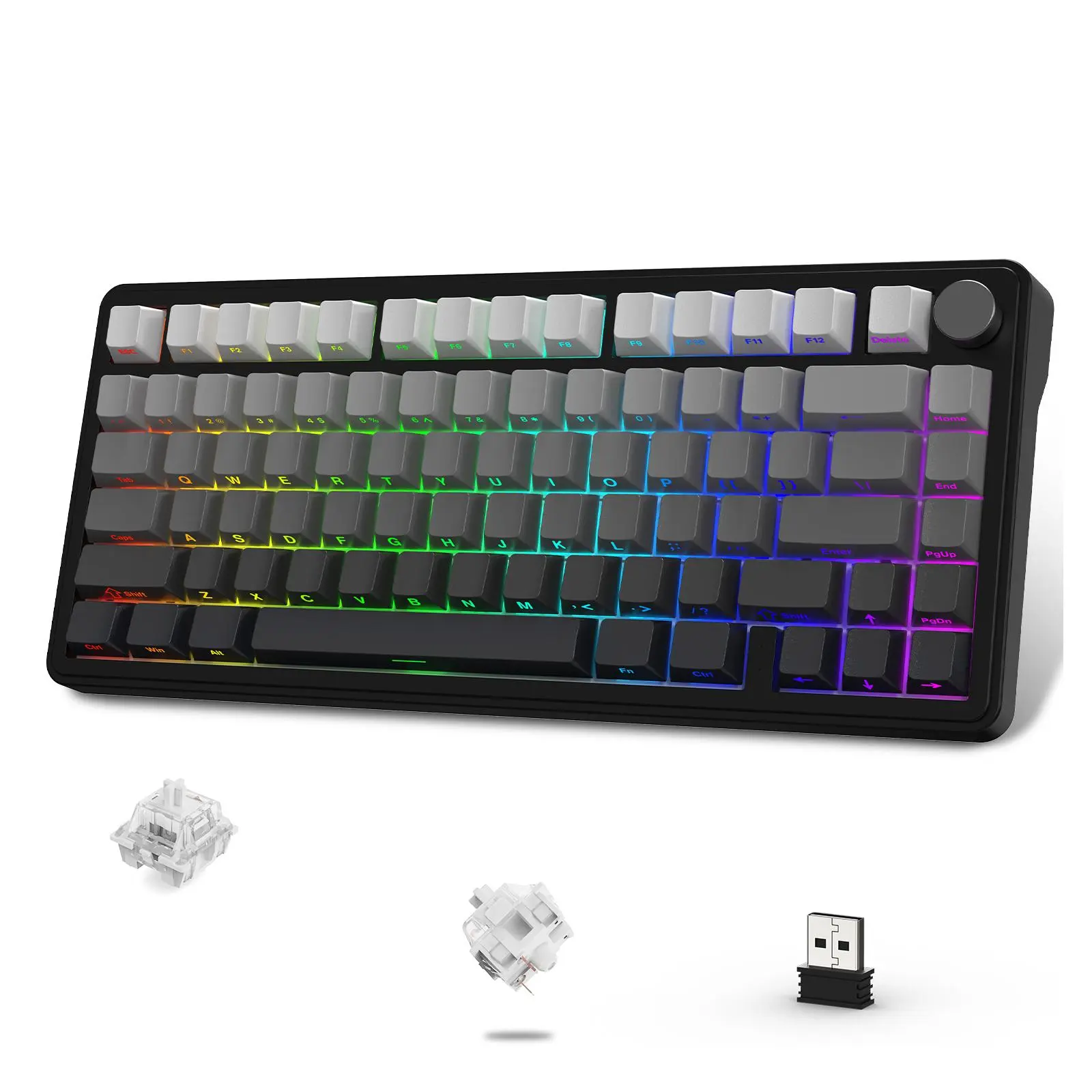 ATTACK SHARK X85 Wireless Lighted Mechanical Backlit Keyboard, Illuminated Mechanical Keyboard, TKL 82 Keys BT 5.0/2.4GHz/Wired Gaming Keyboard, RGB Hot Swappable Custom Keyboard for PC/Mac/PS4