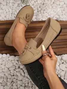 New Large Size Women's Casual Retro Slip-On Loafers, Round Toe Flats, Casual Trendy Flat for All Seasons, Comfortable Fashion Shoes for Daily Wear