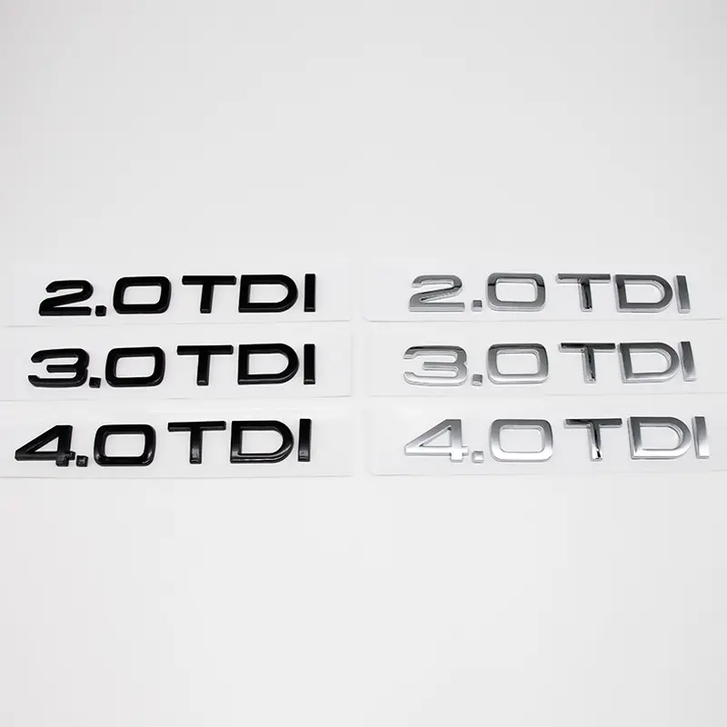 Audi Car Letter Trunk Emblem Sticker, Waterproof Scratch-Resistant Self-Adhesive Decal, Fits 2.0 Tdi 3.0 Tdi 4.0 Tdi, Exterior Decoration