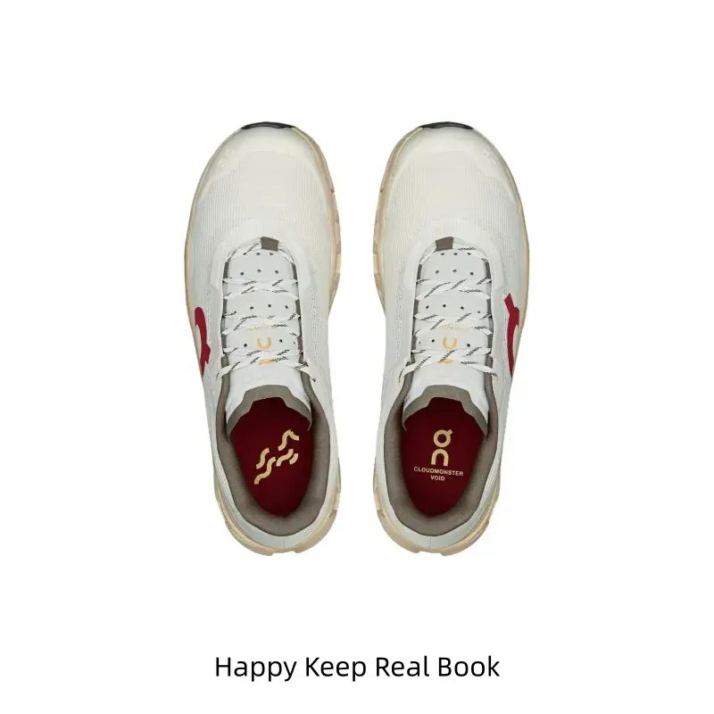 Limited Edition Lightweight Cushioned Running Shoes, Ivory and Sand Color-Blocked Upper with Red Horse Totem Accents