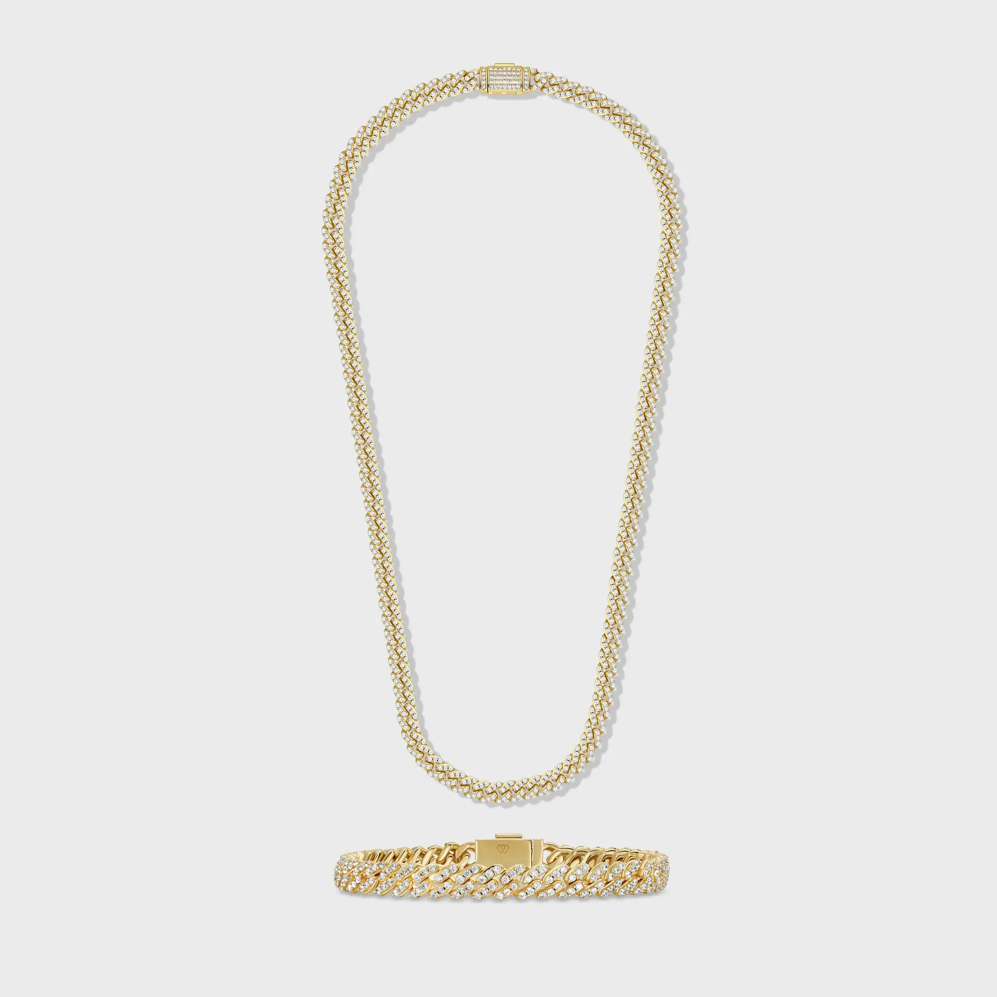 Iced Cuban Set 8mm 14K Gold Plated