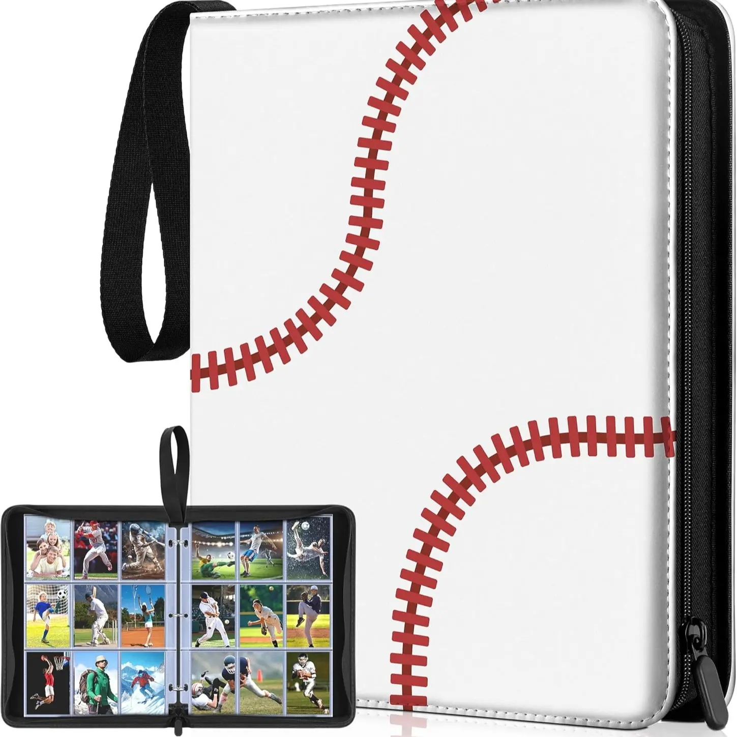 900 Pockets Baseball Card Sleeves Binder, Trading Card Holder Album, Sport Cards Protectors Set, Fits Football Cards, Durable Storage Solution, Sports Card Storage