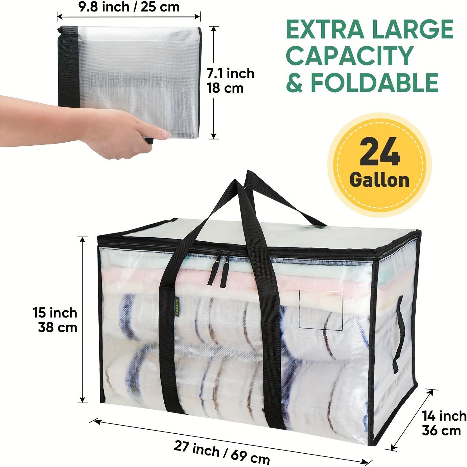 STOWM 6-Count Heavy-Duty Extra Large Collapsible Zippered Blue Storage Bags - Quality Plastic, Home and Office Organiser, for Clothes, Tools, Bulky Items, Storage Organization, Convenient Space-Savers summerwins