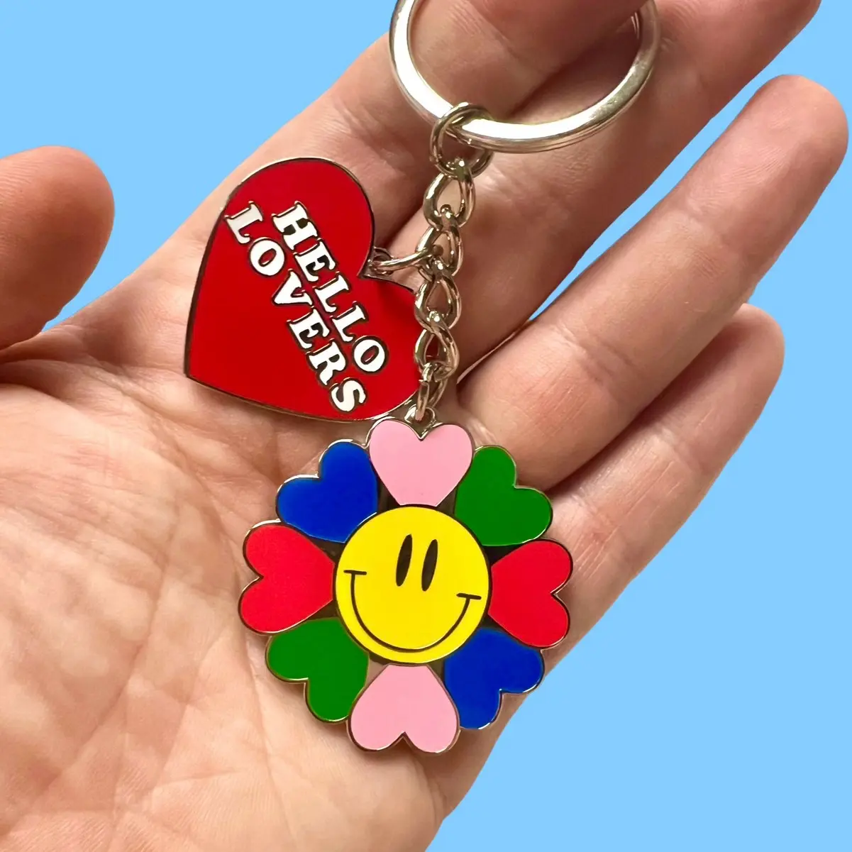 "Hello Lovers" Smiley Flower Enamel Keychain - One Direction