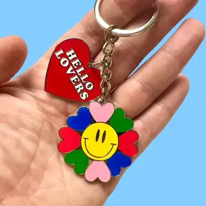 "Hello Lovers" Smiley Flower Enamel Keychain - One Direction